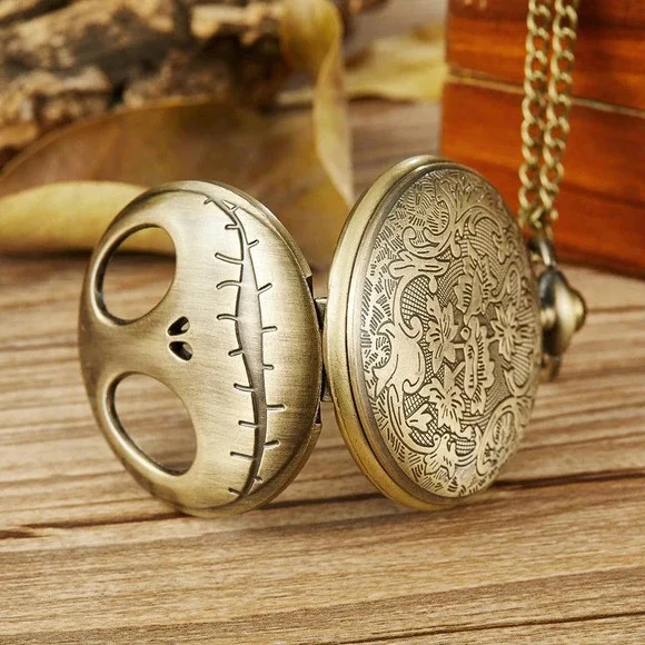 Nightmare Before Christmas Pocket Watch NEW Antique Bronze Jack Skellington - Picture 5 of 5